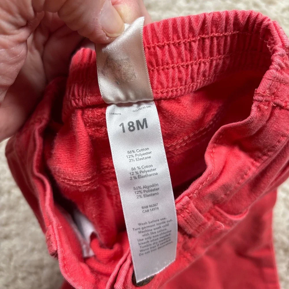 OshKosh B'gosh Toddler Boys Red Slim‎ Fit Twill Pants 18M Stretch Waist